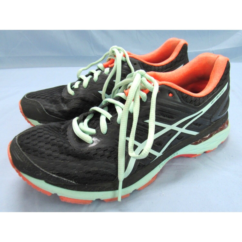 ASICS Womens GT 2000 5 Black/Aqua/Orange MESH Lace-Up RUNNING SHOES SNEAKERS 7.5